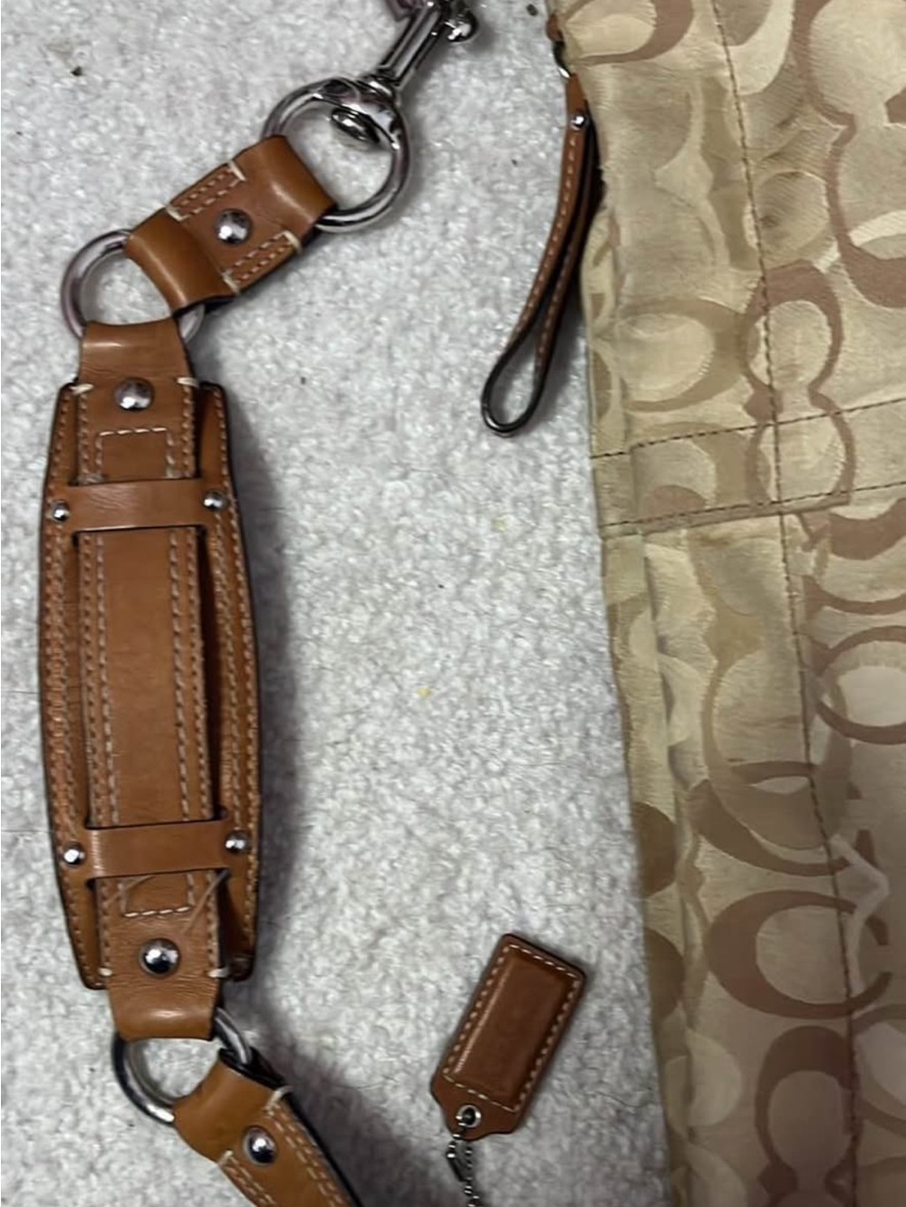 Coach Tan and Brown Signature Shoulder Hobo Bag - Picture 5 of 7